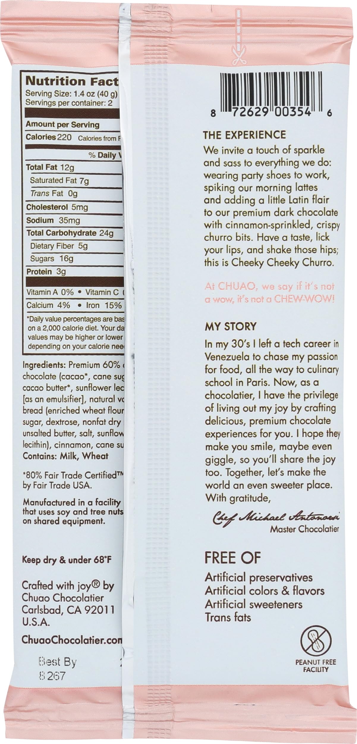 Chuao Chocolatier, Bar Chocolate Cheeky Cheeky Churro, 2.8 Ounce