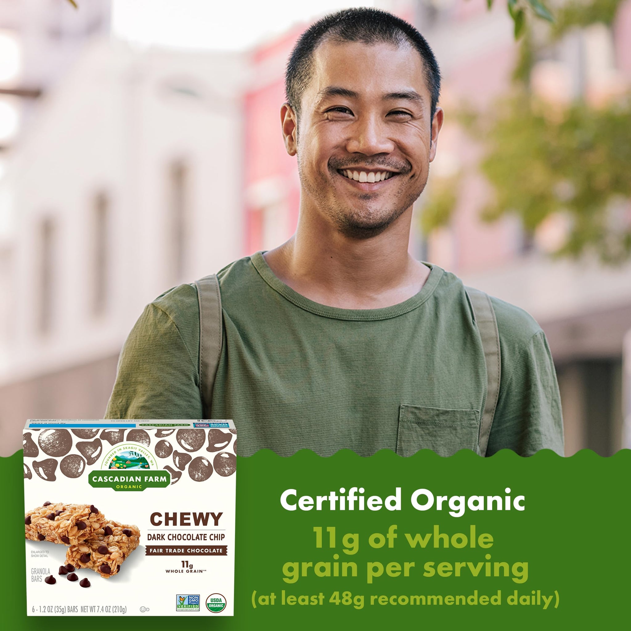Cascadian Farm, Bar Granola Chocolate Chip 6 Count Organic, 7.4 Ounce