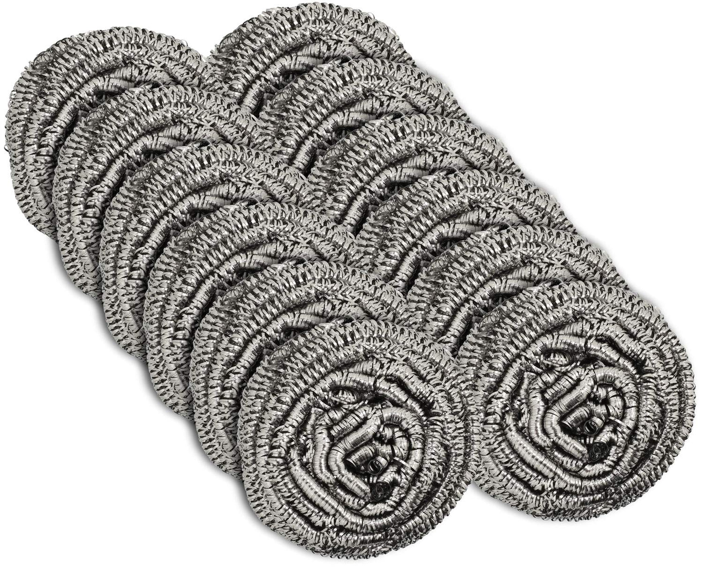 12 Pack Stainless Steel Scourers by Scrub It - Steel Wool Scrubber Pad Used for Dishes, Pots, Pans, and Ovens. Easy scouring for Tough Kitchen