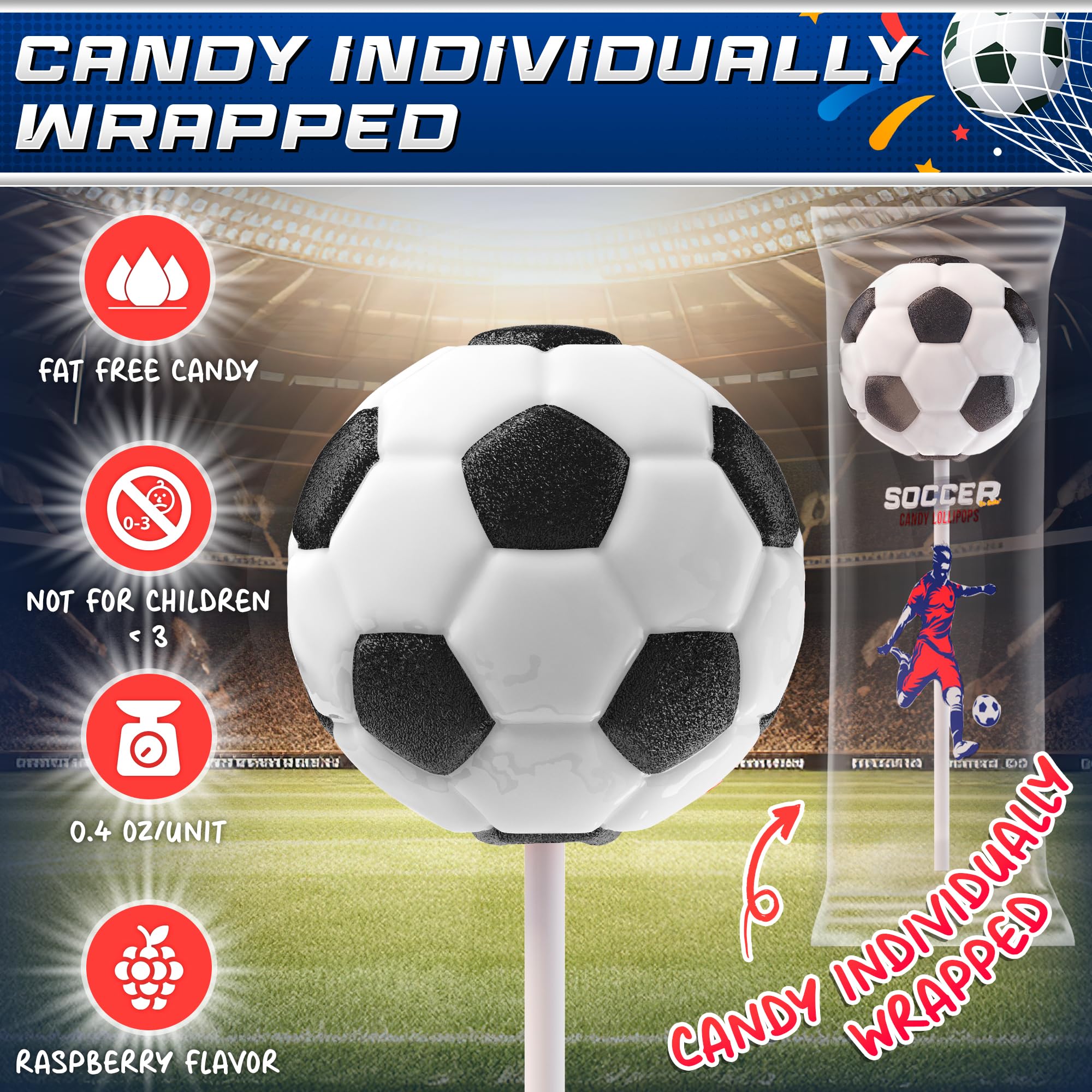 Soccer Lollipops 12pk- Soccer Candy For Soccer Party Favors - Soccer Ball Candy For Soccer Birthday Party Decorations-Soccer Suckers & Snacks Soccer