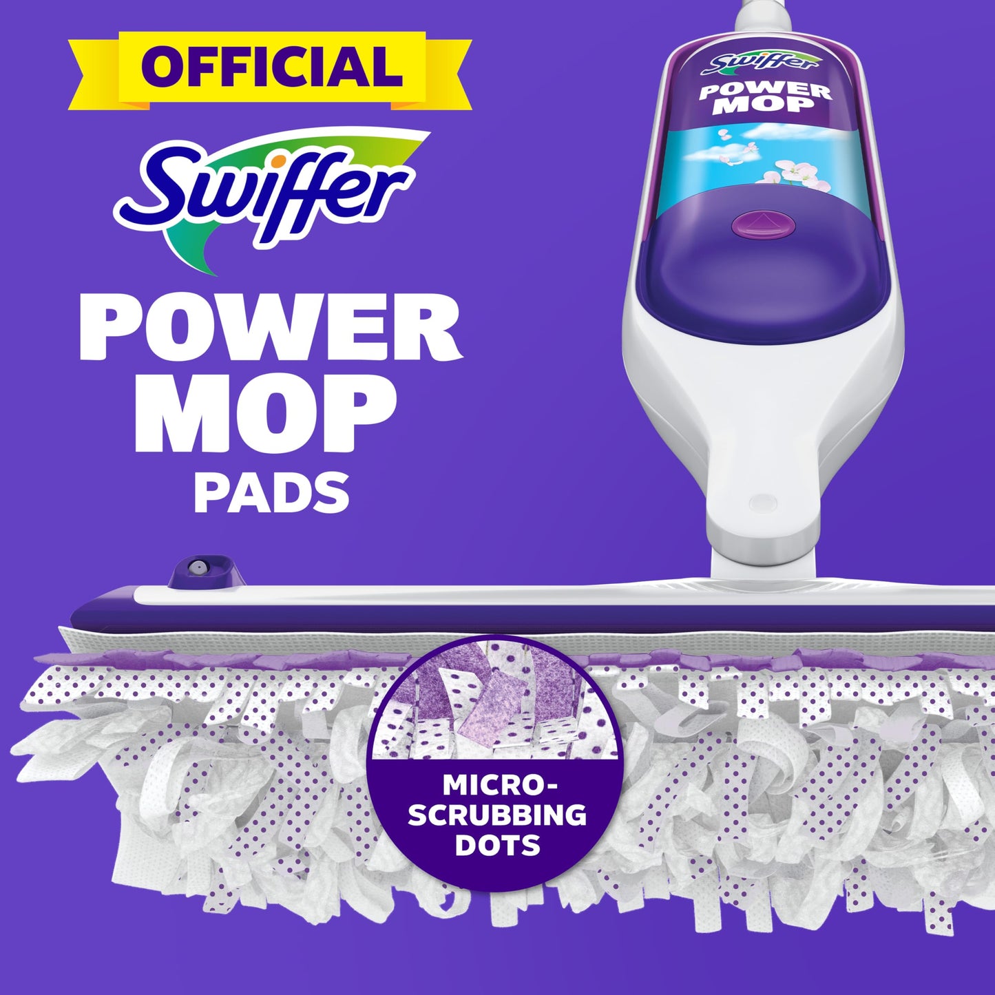 Swiffer PowerMop Multi-Surface Mopping Pad Refills for Floor Cleaning, 11 Count, White/Purple