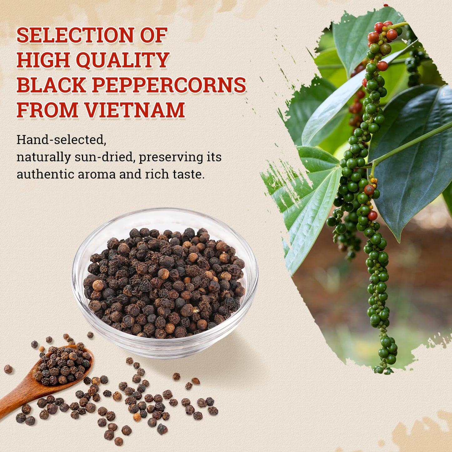 52USA Whole Black Peppercorns, 18oz (Pack of 1), Peppercorns for Grinder Refill, Gluten-Free, Kosher, Non-GMO, All Natural Black Pepper, Perfect for