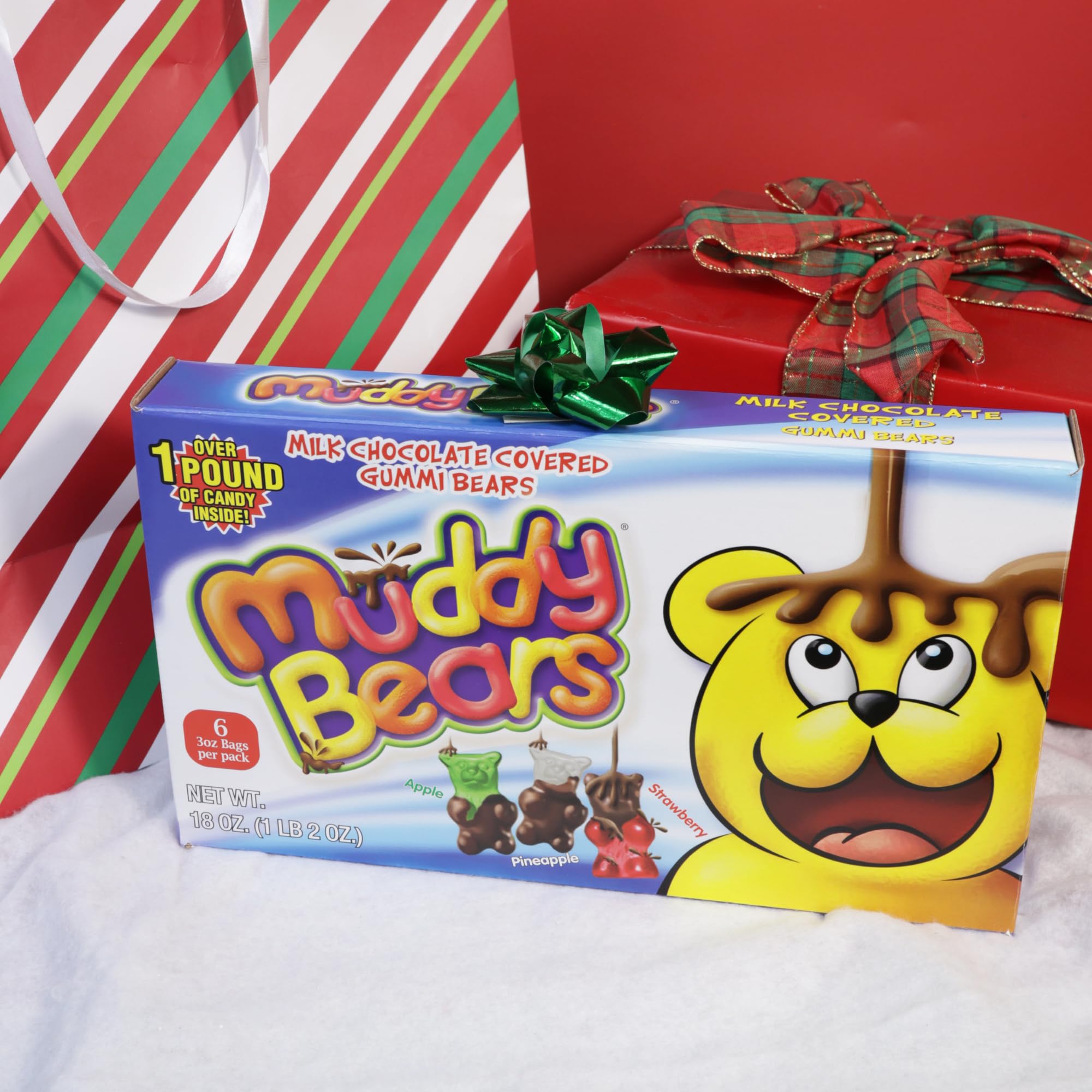Gigantic Muddy Bears Gift Box, Milk Chocolate Covered Gummies, Over 1 Pound, Novelty Gift
