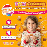 Zolli Caramelz Sugar-Free Candy - Creamy, Chewy, Dye-Free, Keto & Diabetic-Friendly Healthy Candy, Dentist-Approved Treats for Kids (Caramel Green