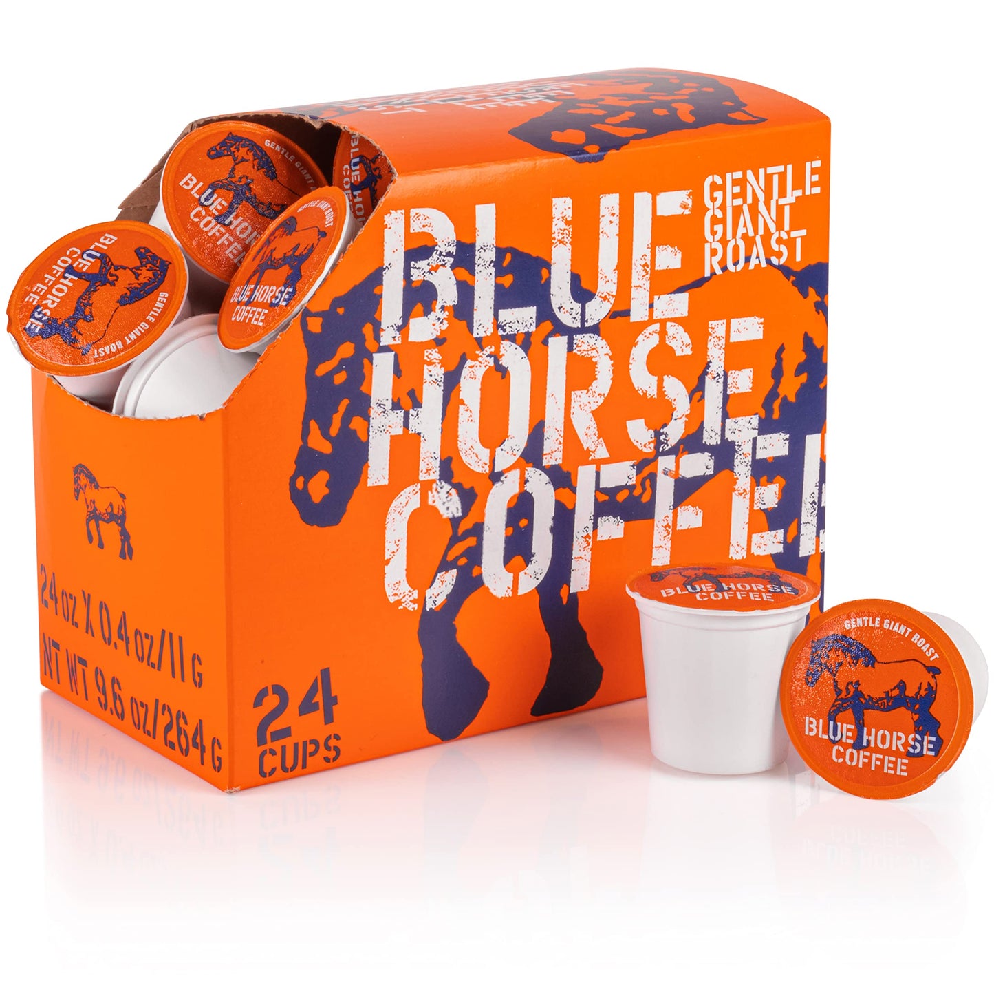 Blue Horse 'Gentle Giant' Original Coffee Pods, Medium Roast, 24ct Single Serve, Compatible with K Cups 2.0, Farm Fresh, Premium 100% Arabica Beans