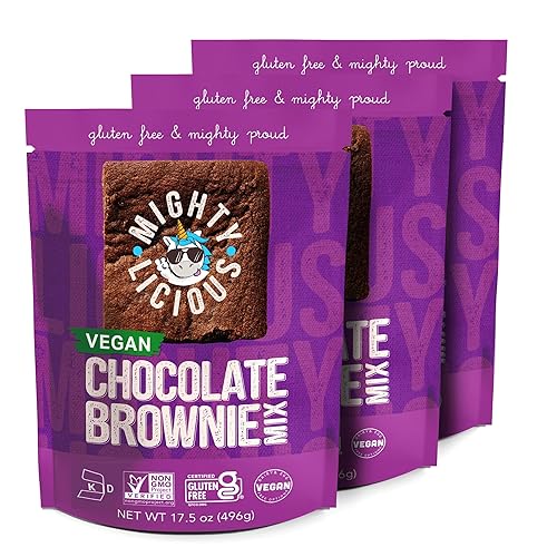 MIGHTYLICIOUS Chocolate Brownie Mix, Gluten-Free Brownie Mix, Plant-Based, Dairy-Free & Egg-Free, Non-GMO, Kosher, Allergen-Friendly Baking Mix, Easy Homemade Brownies (3-Pack)