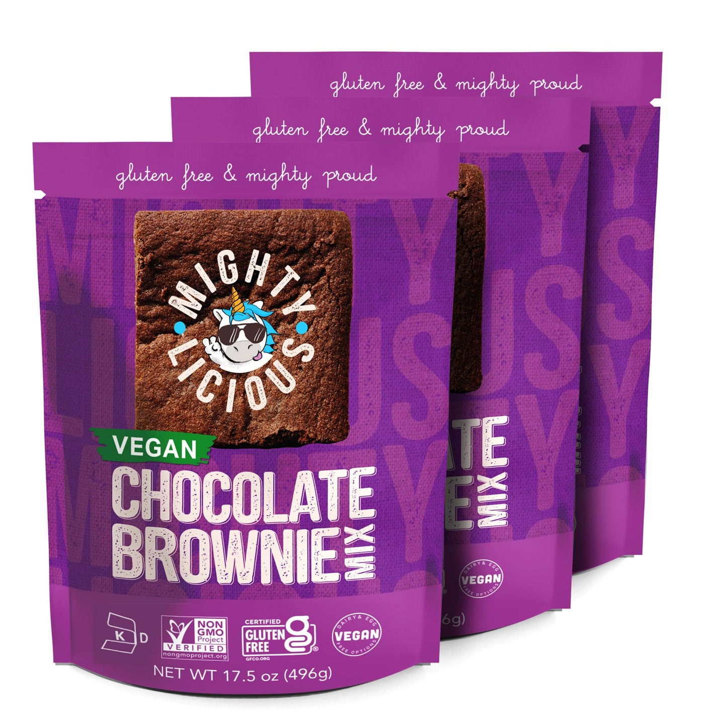 MIGHTYLICIOUS Chocolate Brownie Mix, Gluten-Free Brownie Mix, Plant-Based, Dairy-Free & Egg-Free, Non-GMO, Kosher, Allergen-Friendly Baking Mix, Easy Homemade Brownies (3-Pack)