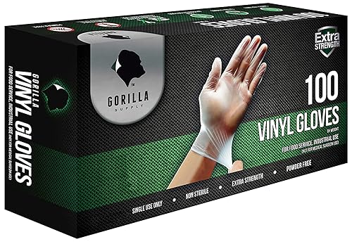 GORILLA SUPPLY Disposable Heavy Duty Vinyl Gloves Latex Free Powder Free, BPA Free Food Safe Grade Disposable Glove, Small S, 1000 Count