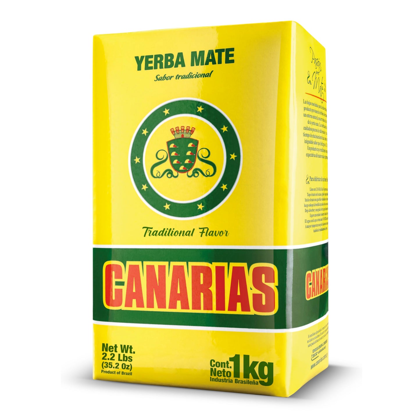 Canarias Yerba Mate Traditional 2.2 lb - Uruguayan Yerba Mate Tea - Ground Leaf Without Stems (Sin Palo) | Strong & Full-Bodied Flavor