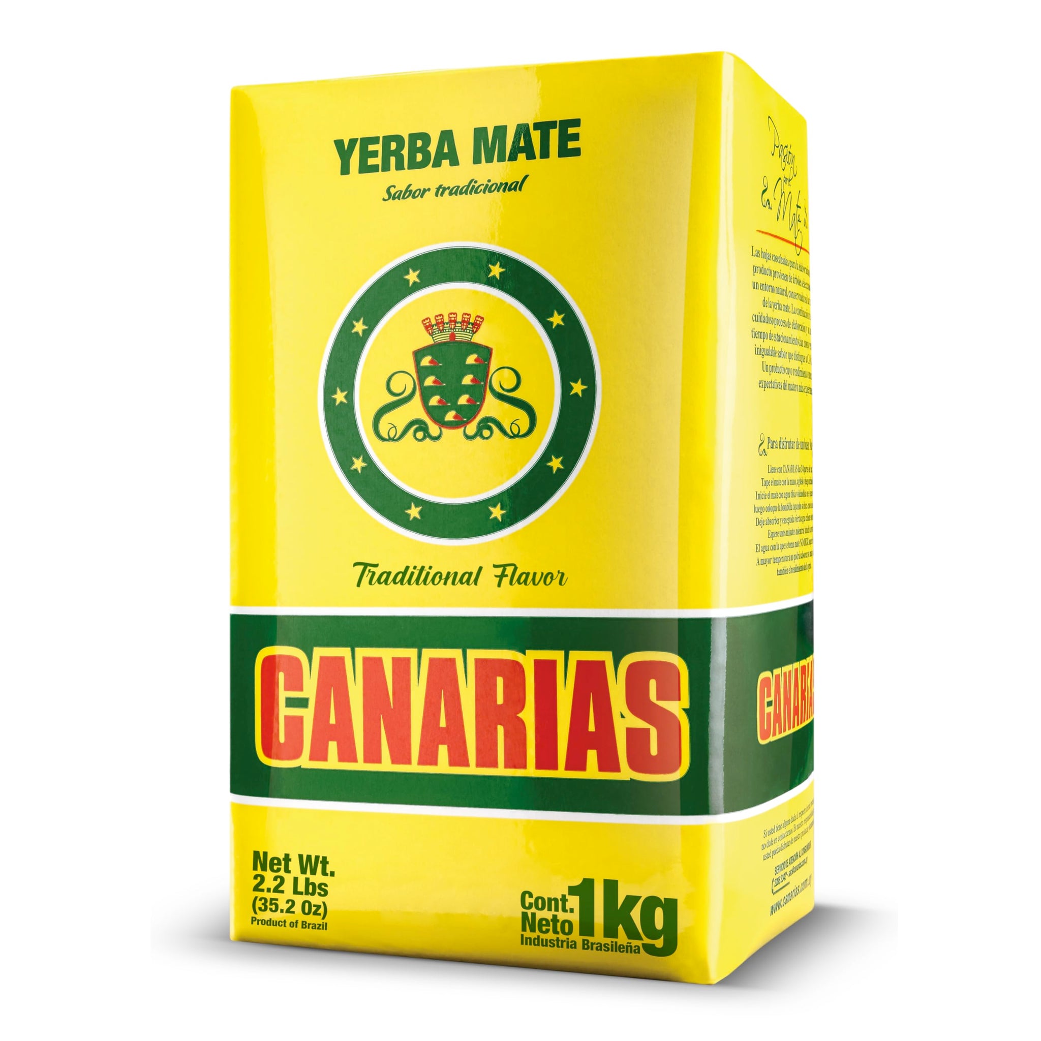 Canarias Yerba Mate Traditional 2.2 lb - Uruguayan Yerba Mate Tea - Ground Leaf Without Stems (Sin Palo) | Strong & Full-Bodied Flavor
