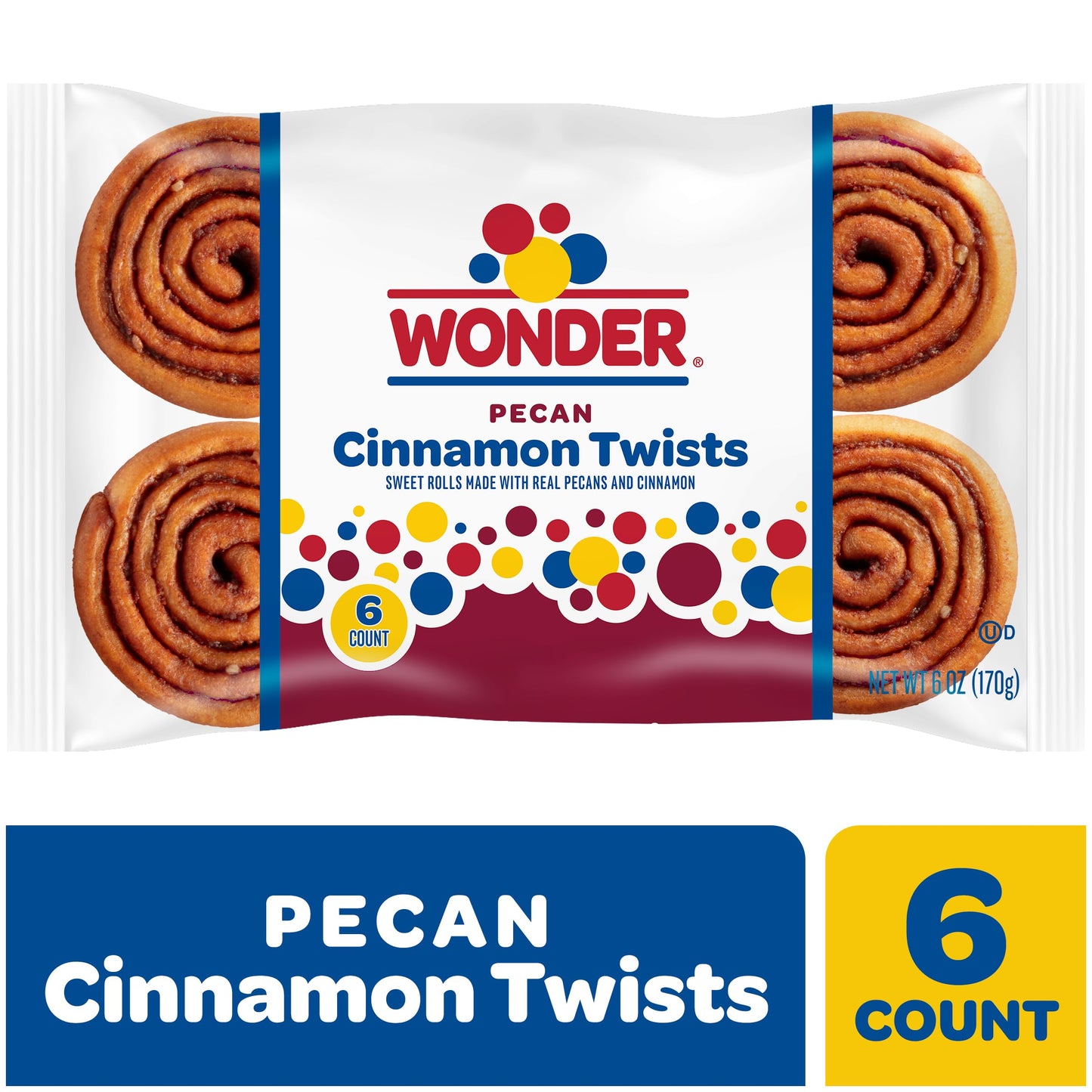 Wonder Cinnamon Twist, Cinnamon and Pecan Baked Pastry Rolls, 6 oz, 6 Count