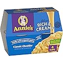 Annie's Classic Cheddar Deluxe Rich and Creamy Mac and Cheese with Organic Pasta, Made with Real Cheese, Dinner Side or Snacks, 4 Cups, 10.4 oz