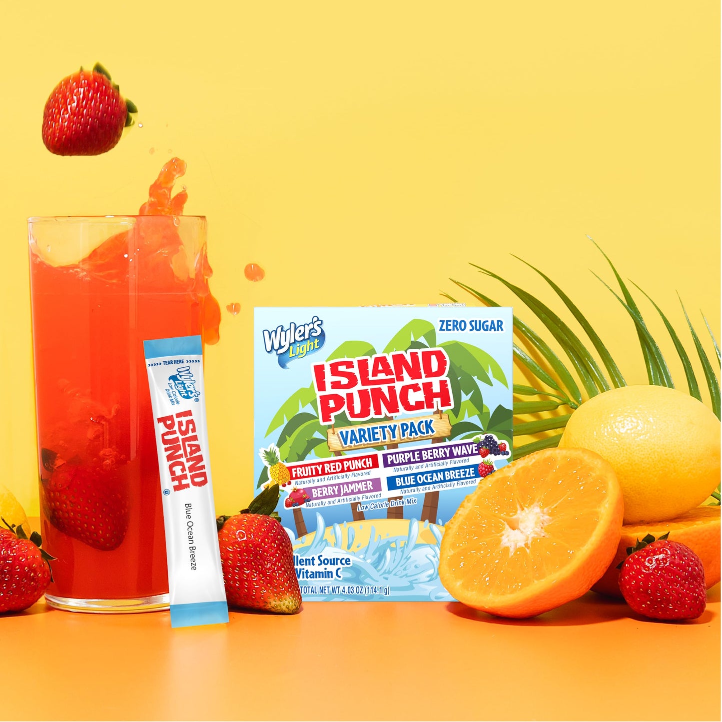 Wyler's Light Island Punch Singles to Go, Variety Pack, Fruity Red Punch, Purple Berry Wave, Berry Jammer and Blue Ocean Breeze, 1 Box (40 Single
