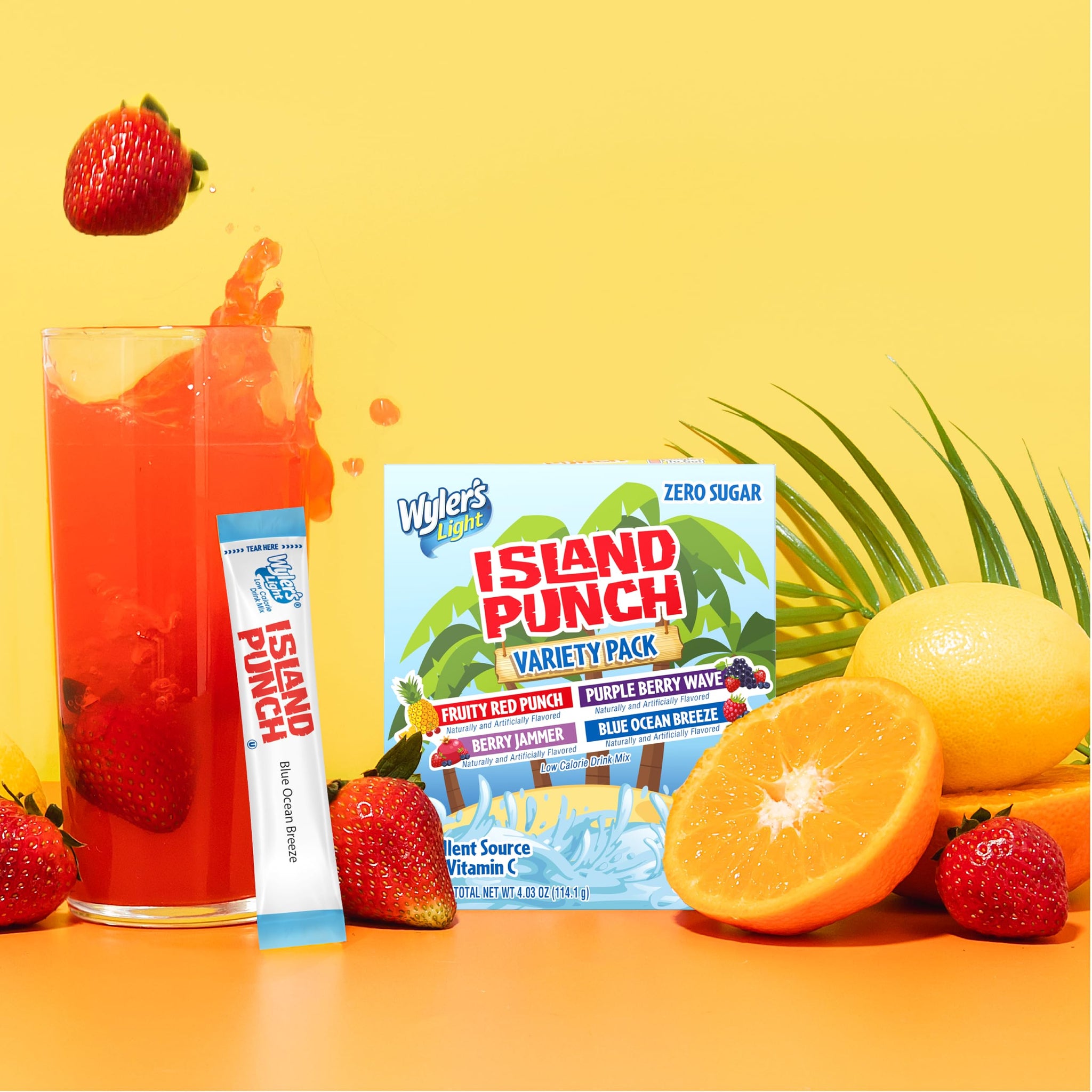 Wyler's Light Island Punch Singles to Go, Variety Pack, Fruity Red Punch, Purple Berry Wave, Berry Jammer and Blue Ocean Breeze, 1 Box (40 Single