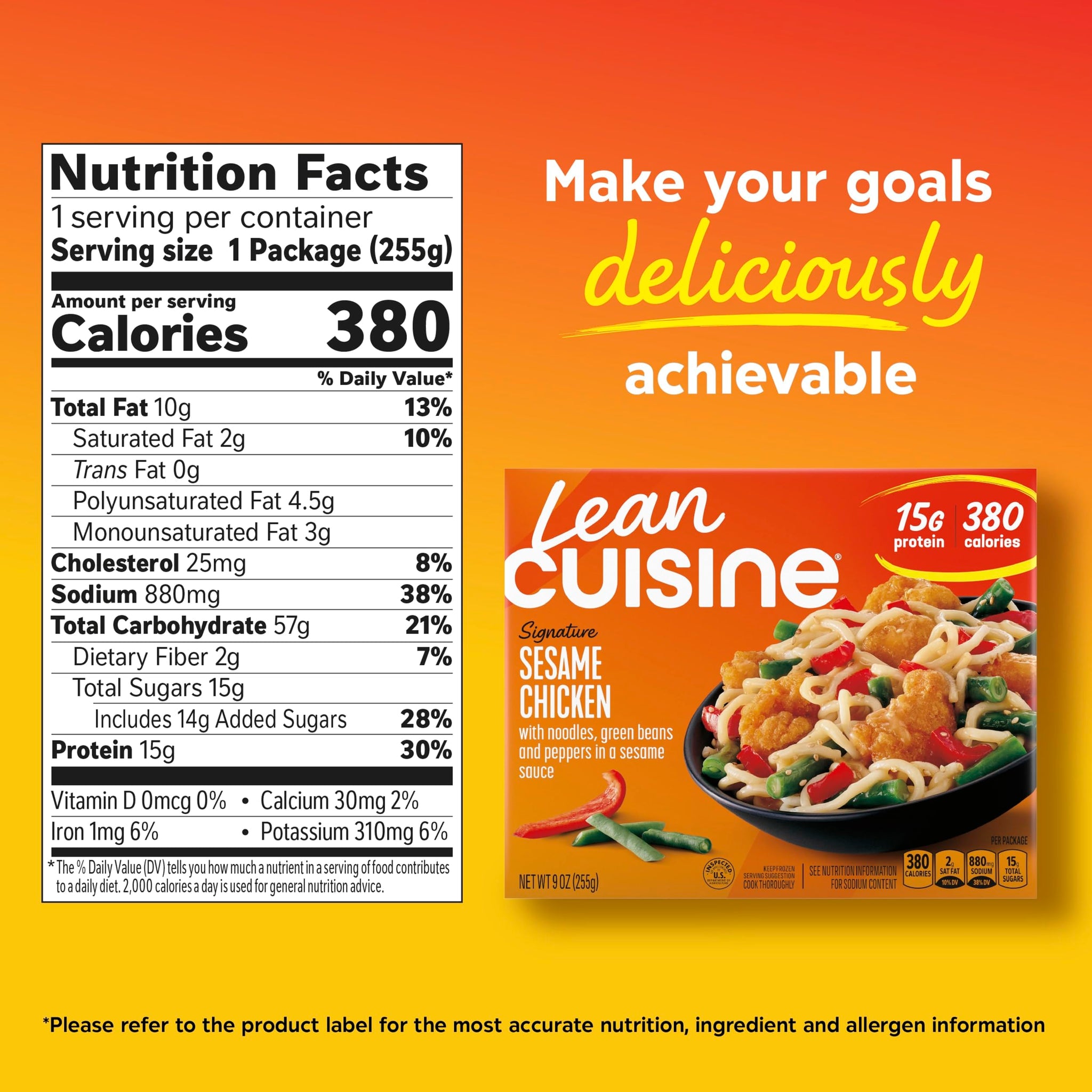 Lean Cuisine Signature Sesame Chicken, Frozen Meals, Frozen Lunch Or Dinner 9 oz