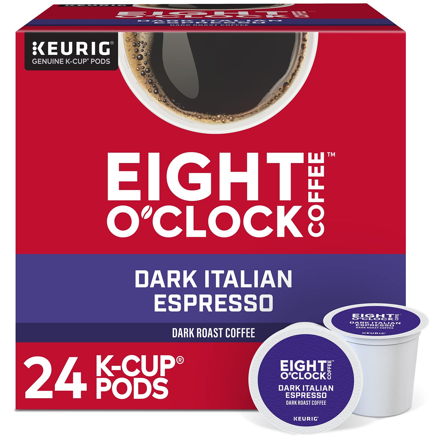 Eight O'Clock Coffee Dark Italian Espresso Roast Keurig Single-Serve K-Cup Pods, Dark Roast Coffee, 24 Count (Pack of 1)