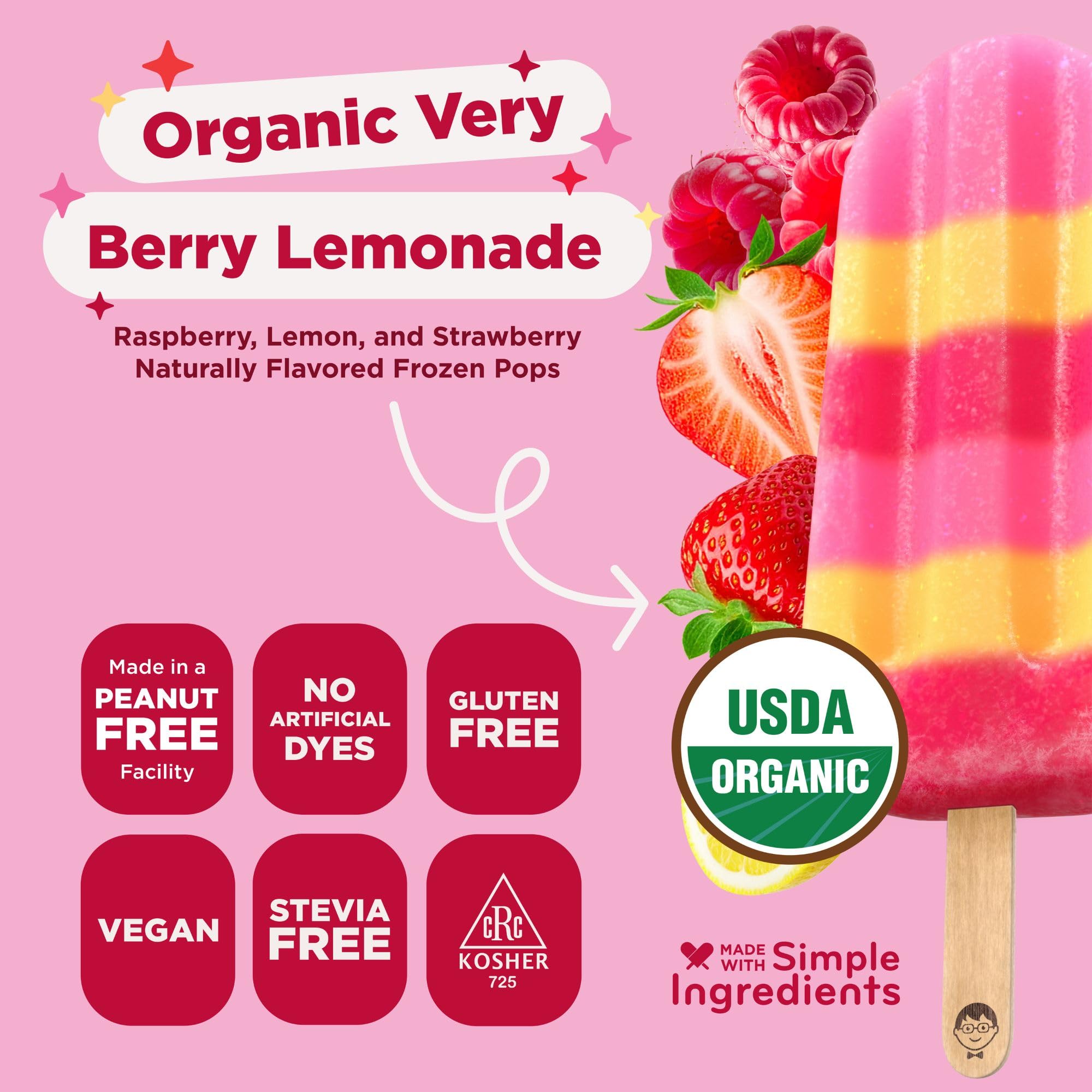 JonnyPops Organic Very Berry Lemonade Frozen Pops 8ct