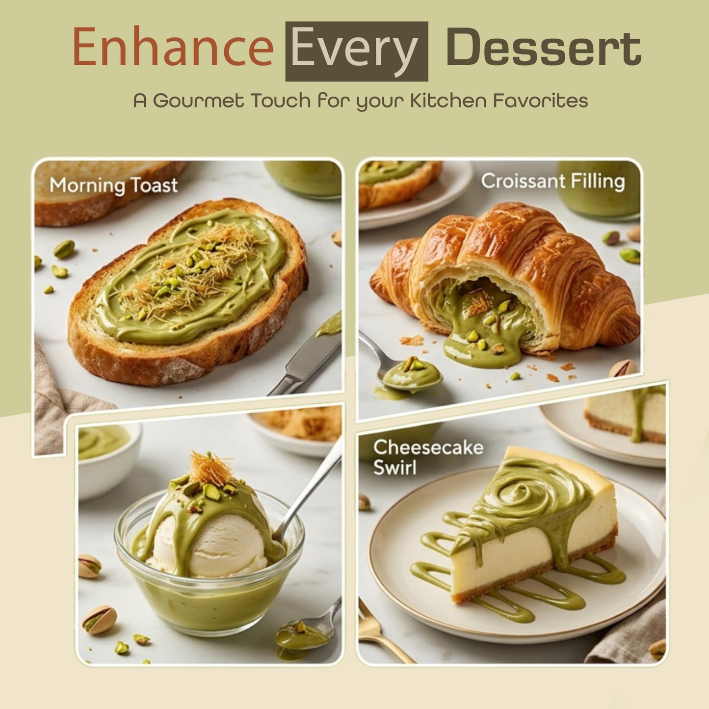Bonjour Pistachio Kunafa Spread - Authentic Pistachio Cream for Dubai Chocolate Filling - No Artificial Flavours - Premium Pistachio Butter for Dubai