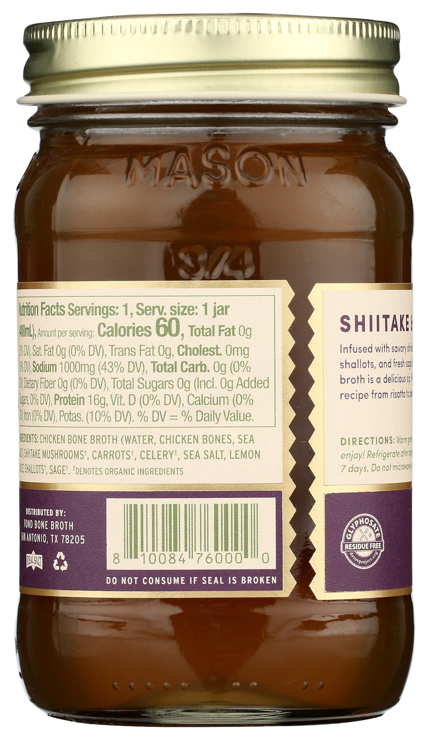 Fond, Shiitake & Sage Chicken Bone Broth, 14 Fl Oz
