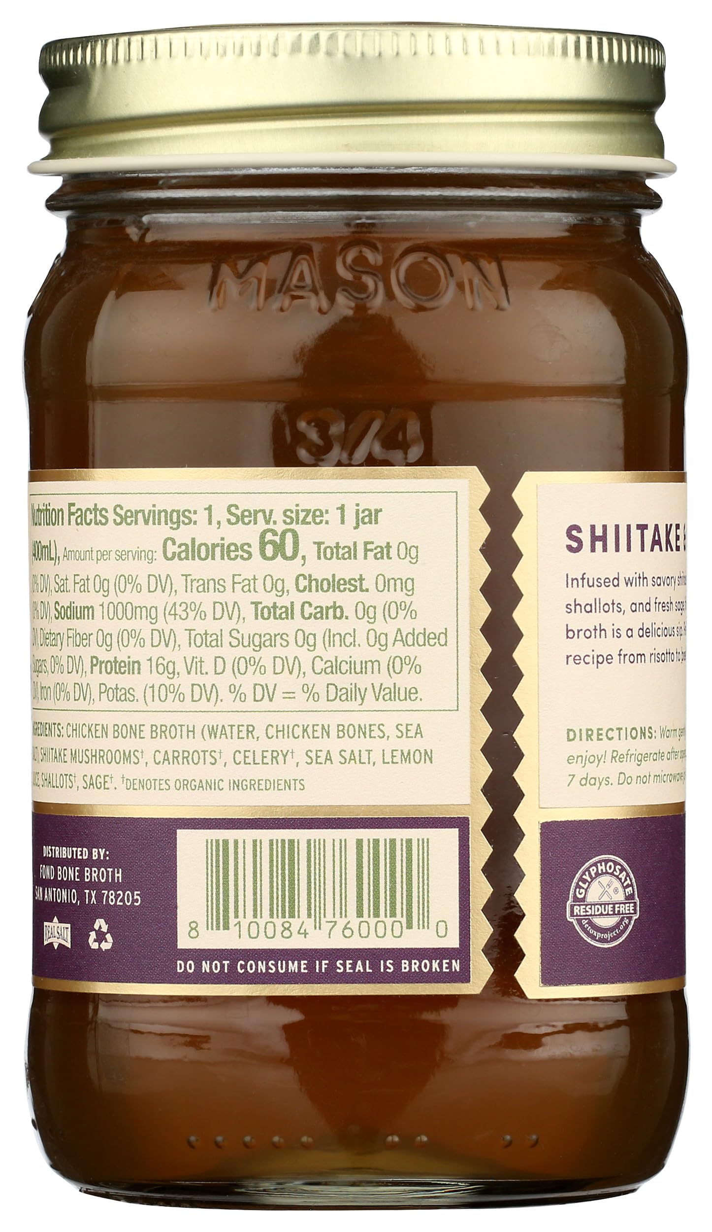 Fond, Shiitake & Sage Chicken Bone Broth, 14 Fl Oz