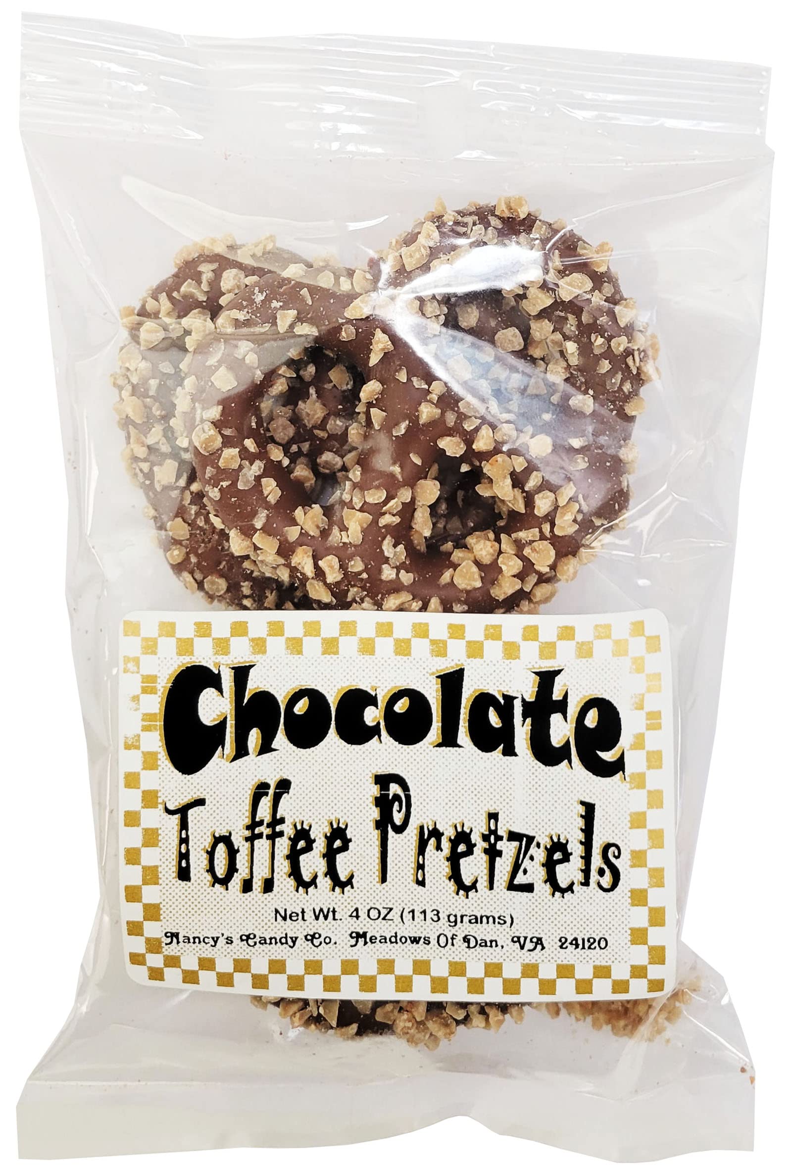 Stephanie Made In USA Pack of 4 Milk Chocolate Toffee Covered Christmas Pretzels (1lb total) 4 Ounces