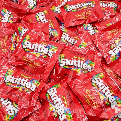 SKITTLES Original Fun Size 2lb individual packs Bulk Bag, Assortment of Flavors (Strawberry, Lemon, Orange, Grape, Lime)
