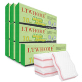 LTWHOME Cuty Pink Interlayer Magic Cleaning Wave Type Sponge High Density Melamine Foam 3.93" X 2.36" X 1" (Pack of 100)