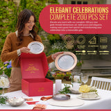 LAXORE 200 Pcs Plastic Dinner Plates - Decorative Disposable Plates - Disposable Plates - Party Plates Set: 25 7’’ & 25 10’’ Plates, 50 Forks, 25