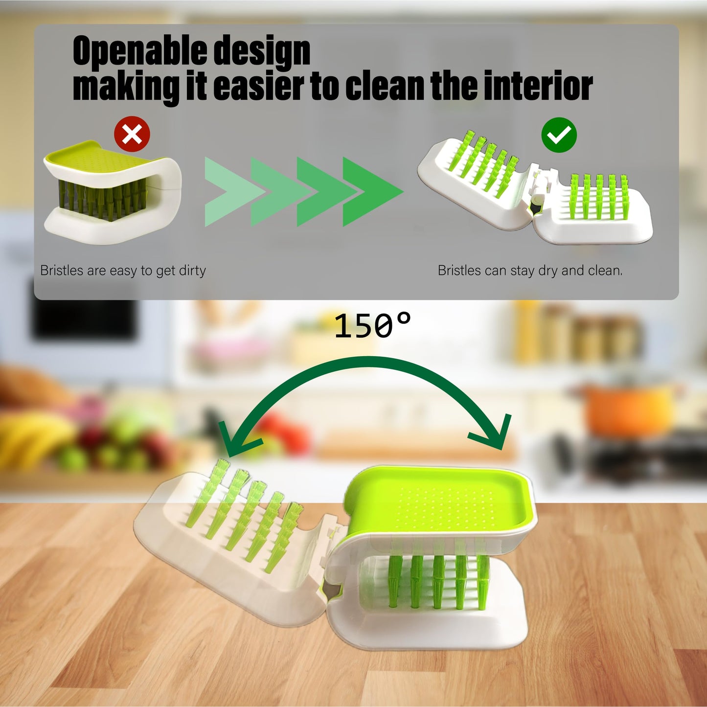 Zcircle, Openable BladeBrush Knife and Cutlery Cleaner Brush, Silverware Scrubber, Bristle Scrub for Kitchen Washing, Non-Slip