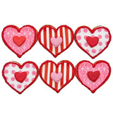 Valentine 6 Heart Cookies- Decorated Crunchy Shortbread Hearts Individually Wrapped With Bow by BakersDozenToGo