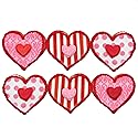 Valentine 6 Heart Cookies- Decorated Crunchy Shortbread Hearts Individually Wrapped With Bow by BakersDozenToGo