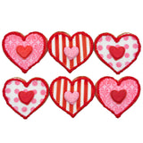 Valentine 6 Heart Cookies- Decorated Crunchy Shortbread Hearts Individually Wrapped With Bow by BakersDozenToGo