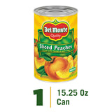 DEL MONTE Yellow Cling Sliced Peaches in Heavy Syrup, Canned Fruit, 15.25 oz Can