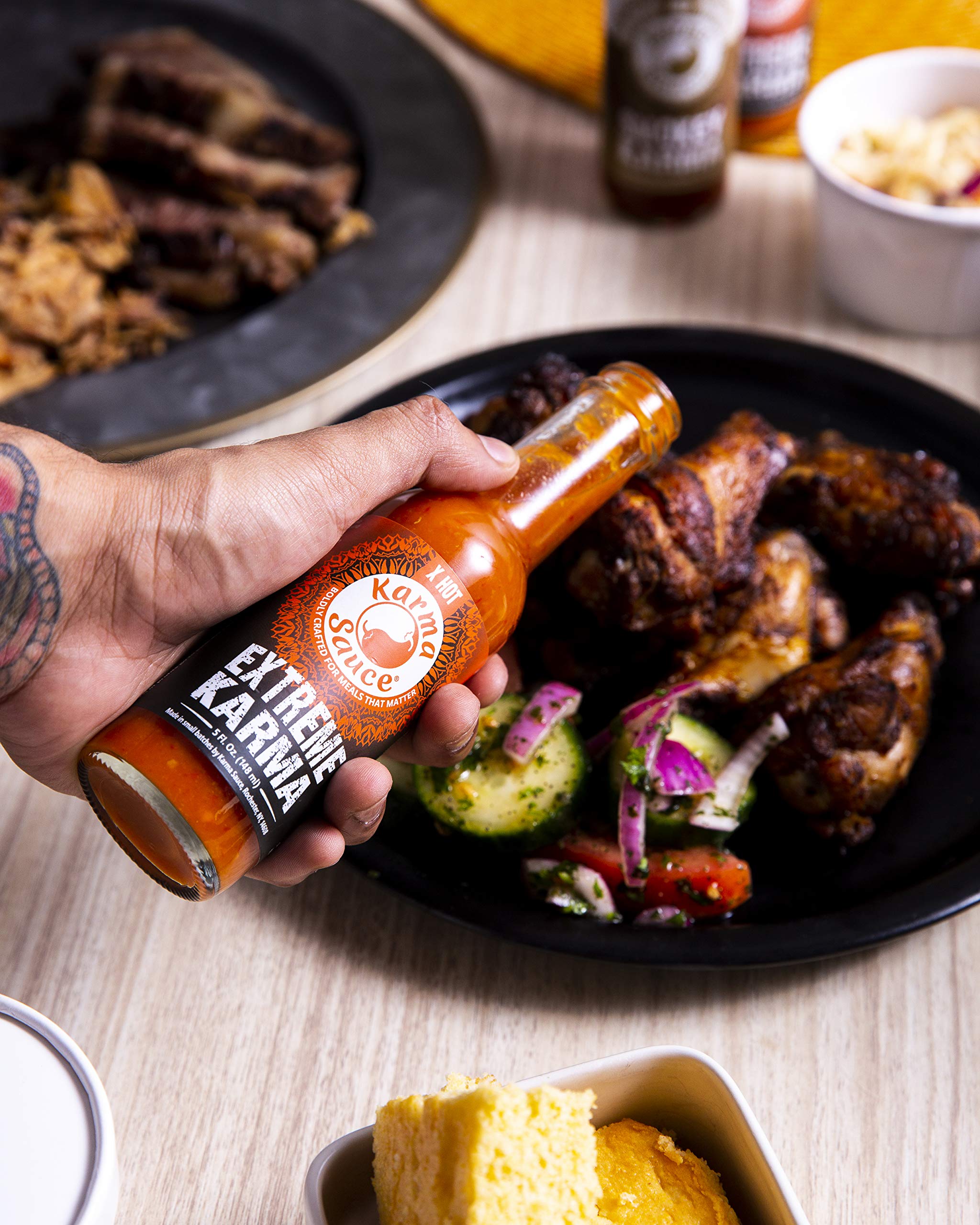 Extreme Karma | Featured on Hot Ones! | Extra Hot With A Savory-Sweet Tang | Bhut Jolokia, Trinidad, Moruga Scorp | No Preservatives, No Extracts |