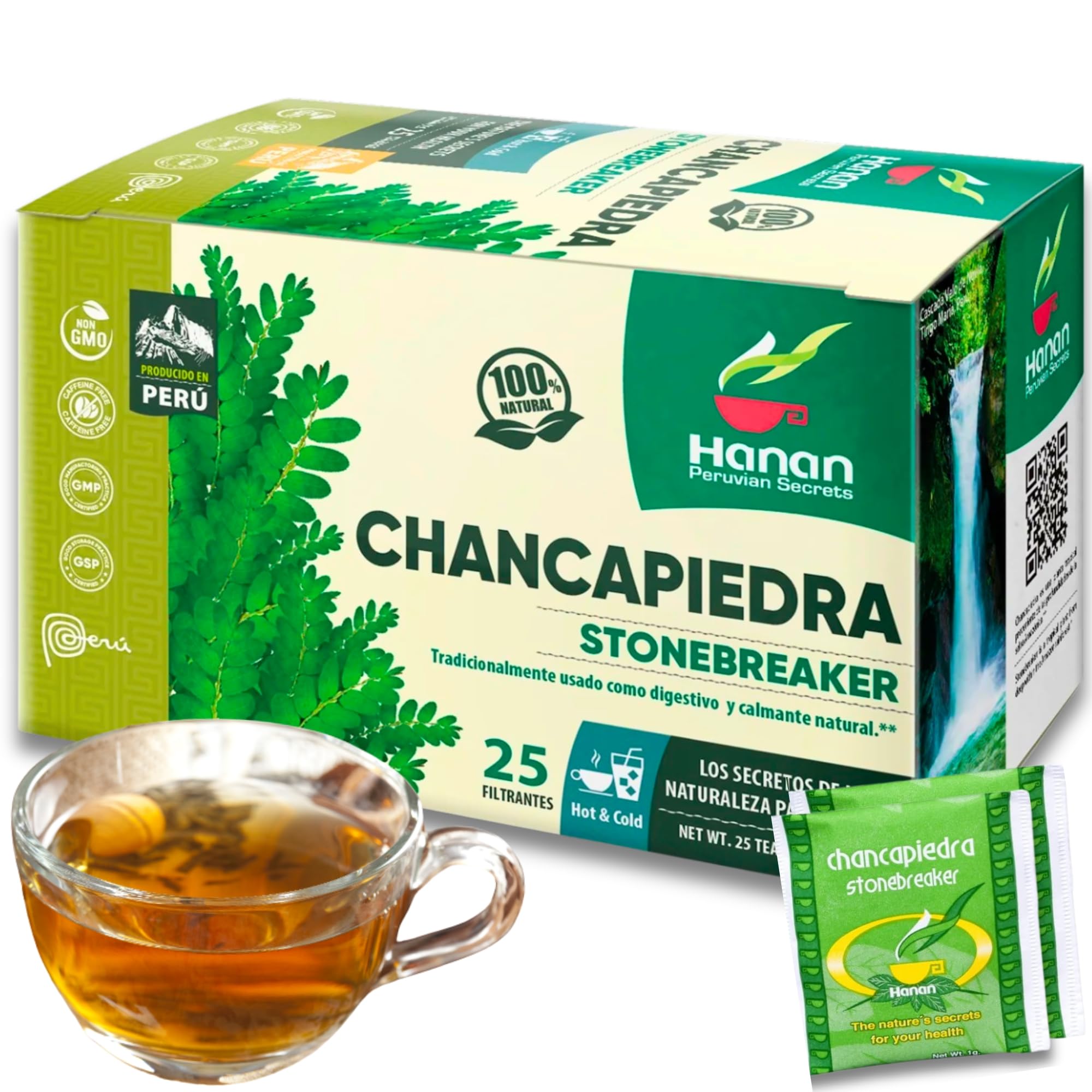 Hanan Chanca Piedra Tea - 25 Teabags of Chanca Piedra Stone Breaker Tea Leaves Wild-Grown in Peru