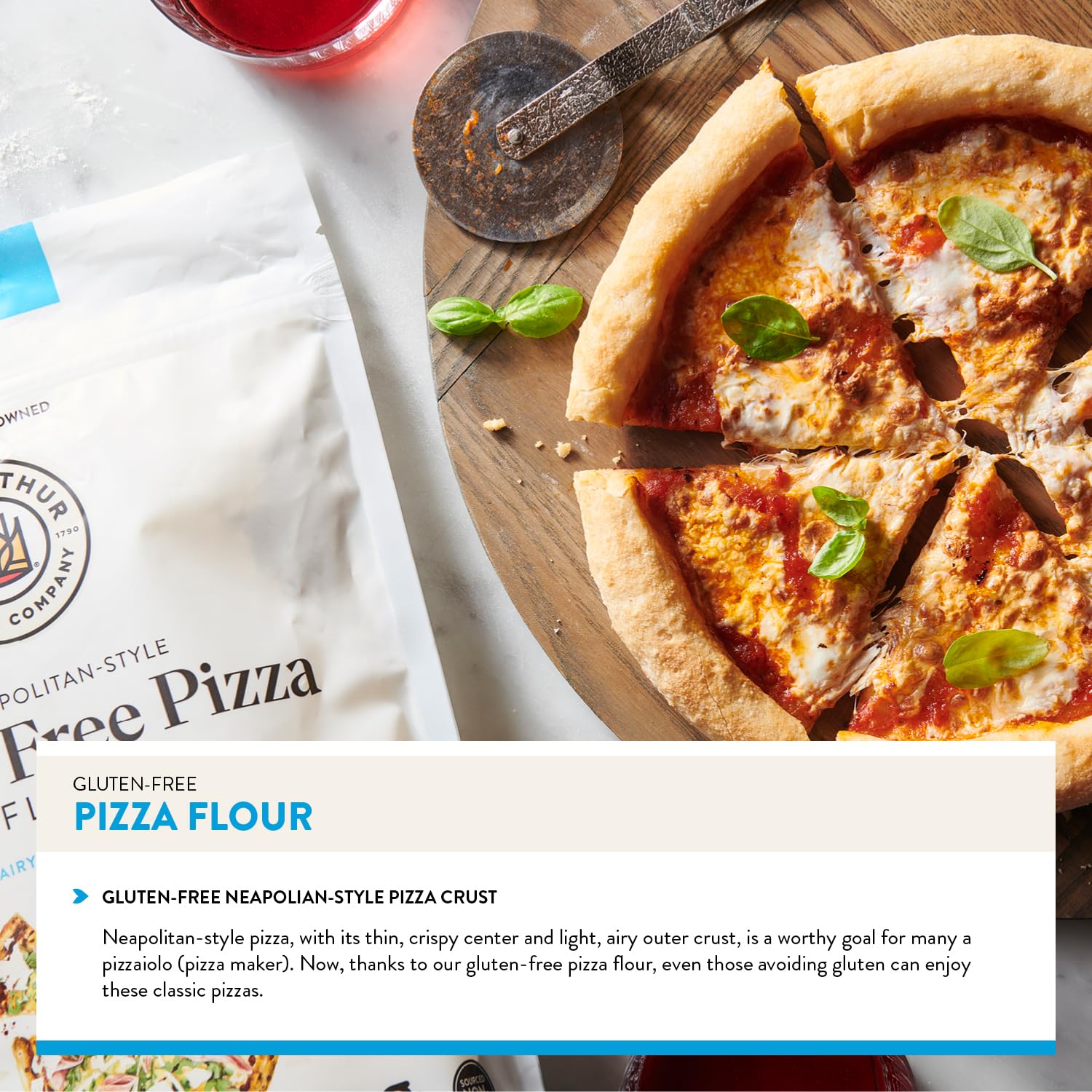 King Arthur Gluten Free Pizza Flour: Crispy Neapolitan-Style Crust - 32 oz Box, Perfect for GF Baking, Celiac-Friendly, 00 Pizza Dough Mix