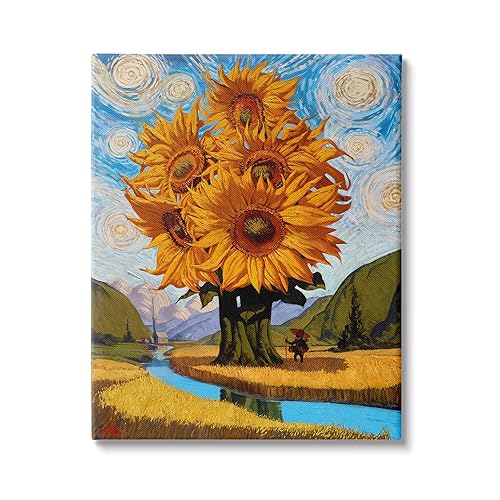 Stupell Industries Giant Sunflower Stalk Country Side Landscape Spiral Sky Canvas Wall Art, Design by Thomas Fluharty