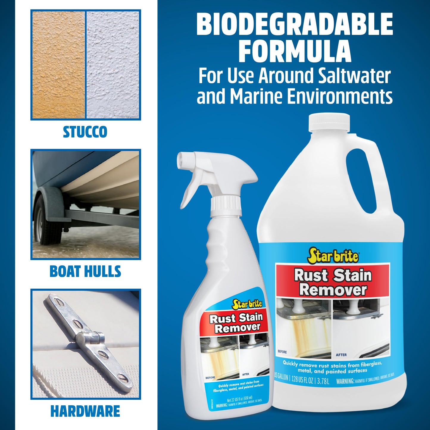 STAR BRITE Rust Stain Remover Spray - Instantly Dissolve Corrosion Stains on Fiberglass, Vinyl, Fabric, Metal & Painted Surfaces - Also Removes