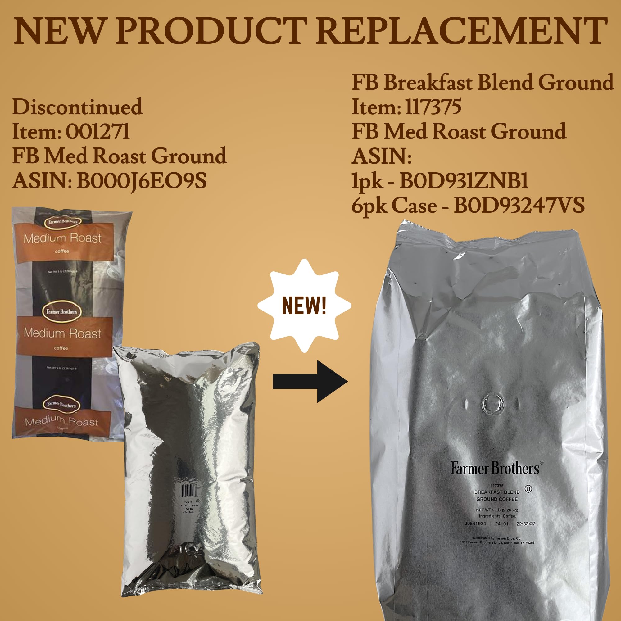 Farmer Brothers Breakfast Blend Ground Coffee - 5 lb Bag - Light Roast with Cocoa, Roasted Nut & Grain Notes - Premium Beans from Vietnam & Uganda