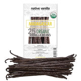 25 Organic Madagascar Vanilla Beans - Gourmet Grade A Premium Vanilla Pods - For Vanilla Extract & Baking - For Cooking, Desserts & More - 100% Vegan