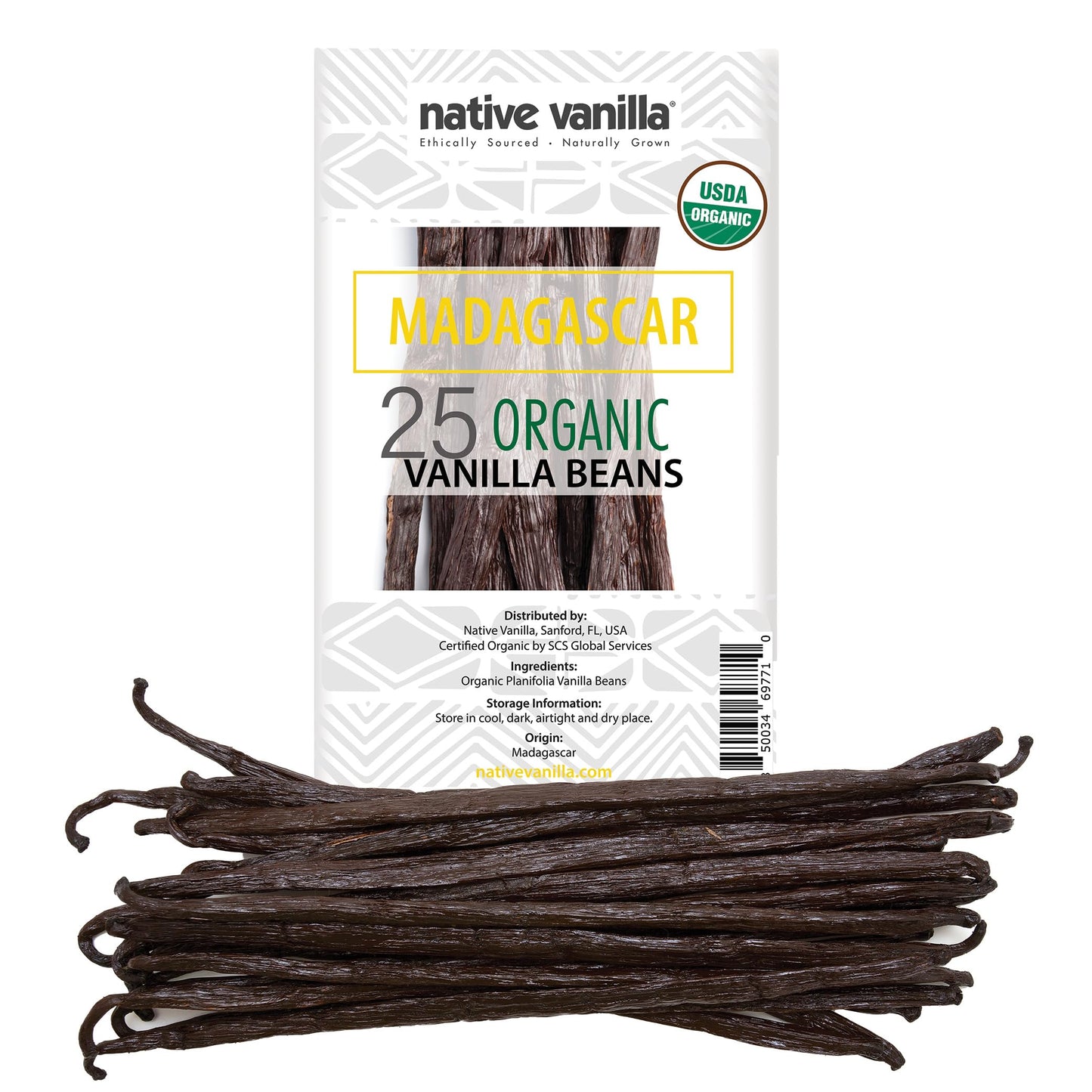 25 Organic Madagascar Vanilla Beans - Gourmet Grade A Premium Vanilla Pods - For Vanilla Extract & Baking - For Cooking, Desserts & More - 100% Vegan