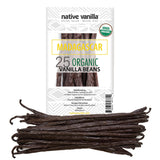 25 Organic Madagascar Vanilla Beans - Gourmet Grade A Premium Vanilla Pods - For Vanilla Extract & Baking - For Cooking, Desserts & More - 100% Vegan