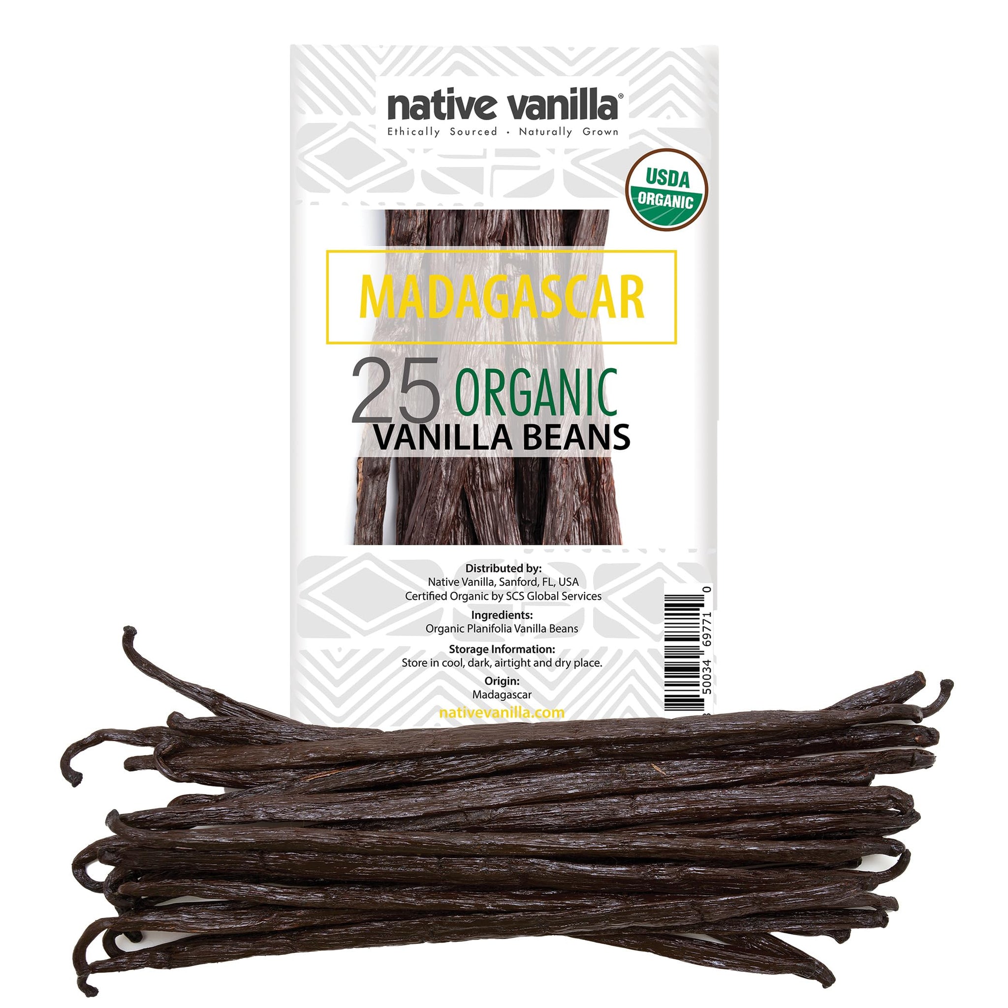 25 Organic Madagascar Vanilla Beans - Gourmet Grade A Premium Vanilla Pods - For Vanilla Extract & Baking - For Cooking, Desserts & More - 100% Vegan