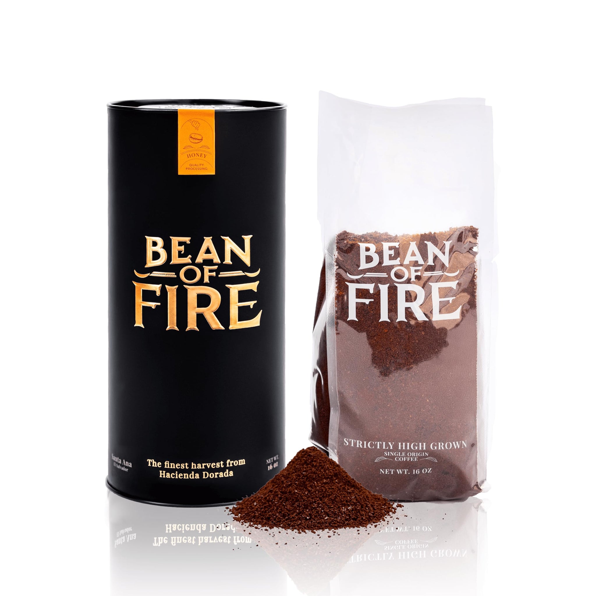 Bean of Fire El Salvador Red Bourbon Honey Ground Coffee - Medium Roast, Single Origin Specialty, Smooth & Fruity Cup (16 oz)