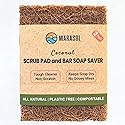 Marasol Soap Saver and Scrub Pad (2) | Coconut Fiber - Compostable | Plastic Free - Zero Waste | Bar Soap Holder | Tough Non-Scratch Scour Pad |