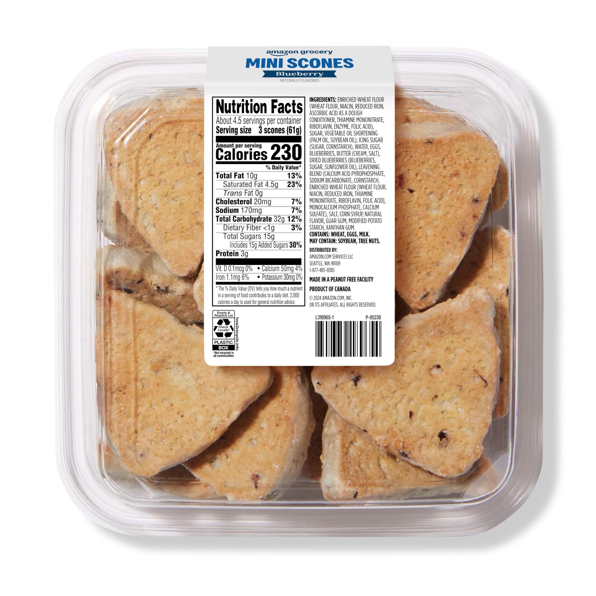 Amazon Grocery, Blueberry Mini Scones, 10 Oz, Frozen