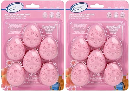 Air Jungles Shoe Deodorizer Balls 12 Ct, Honey Peach Scent, Odor Remover Balls for Sneakers, Gym Bags, Lockers, Closets, Hampers, and Drawers
