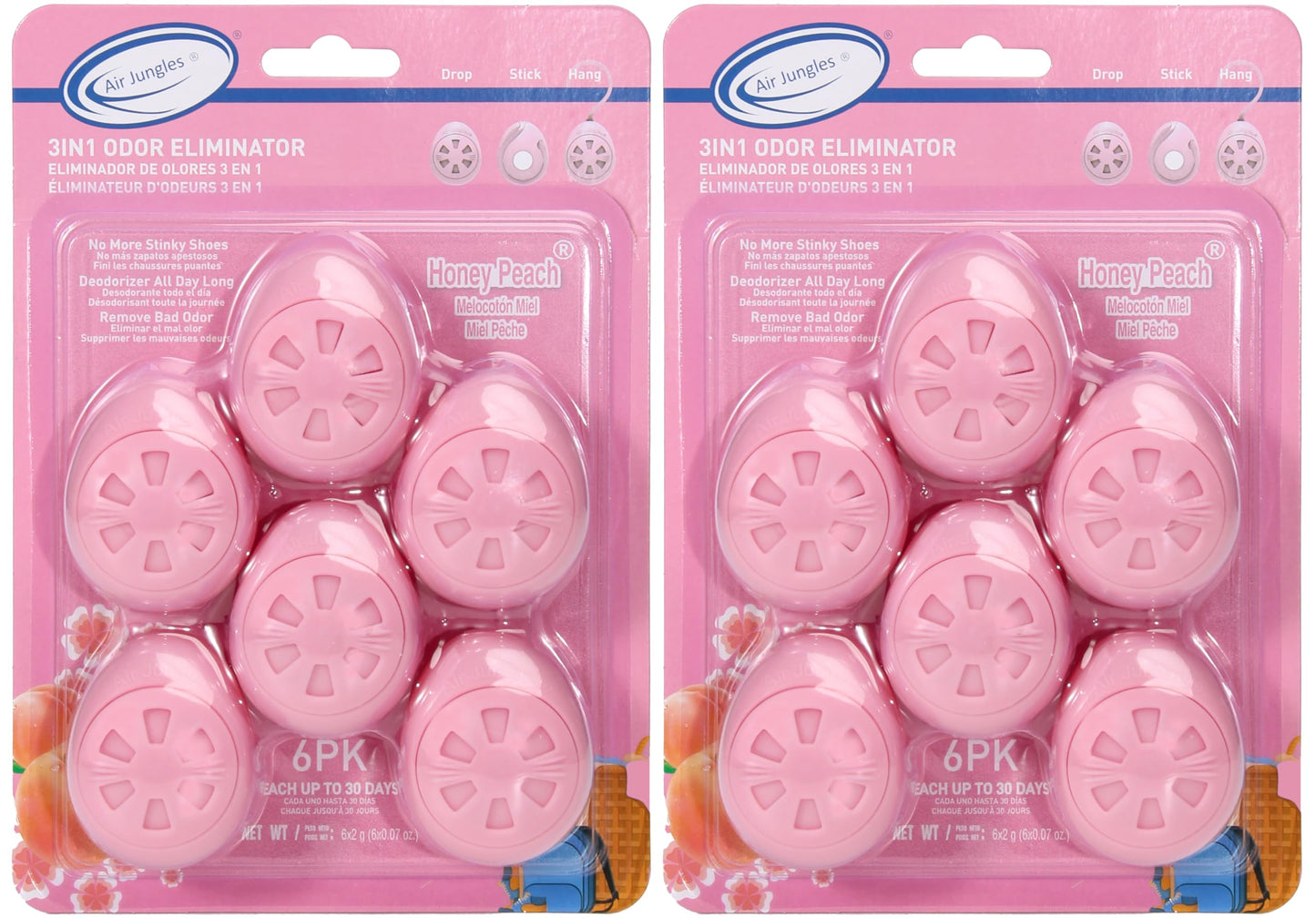 Air Jungles Shoe Deodorizer Balls 12 Ct, Honey Peach Scent, Odor Remover Balls for Sneakers, Gym Bags, Lockers, Closets, Hampers, and Drawers
