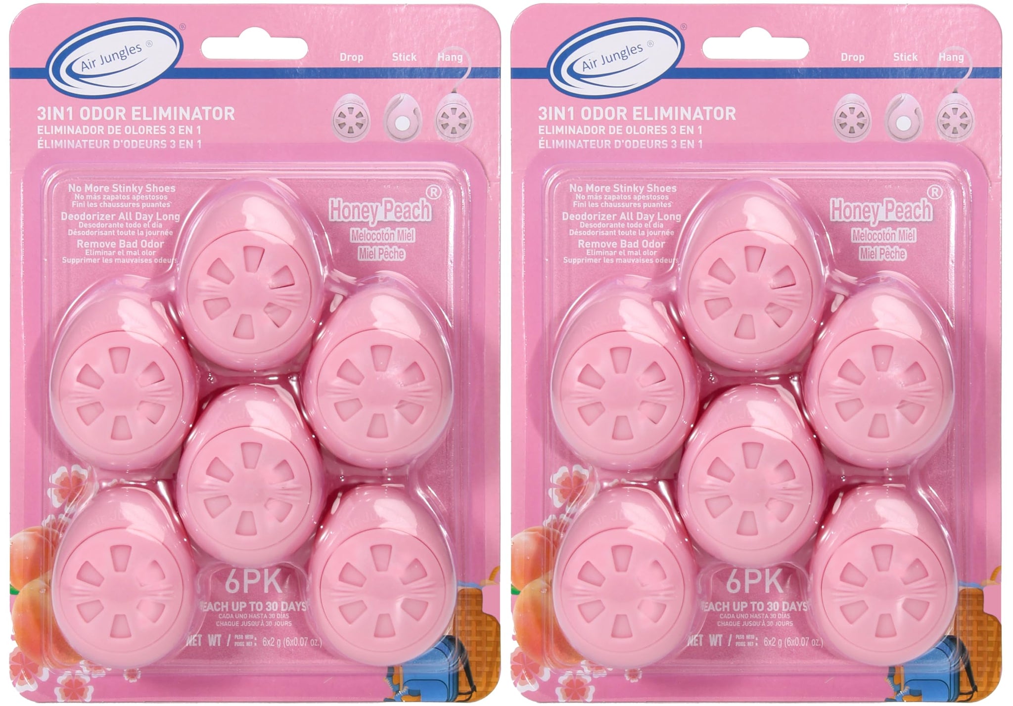 Air Jungles Shoe Deodorizer Balls 12 Ct, Honey Peach Scent, Odor Remover Balls for Sneakers, Gym Bags, Lockers, Closets, Hampers, and Drawers