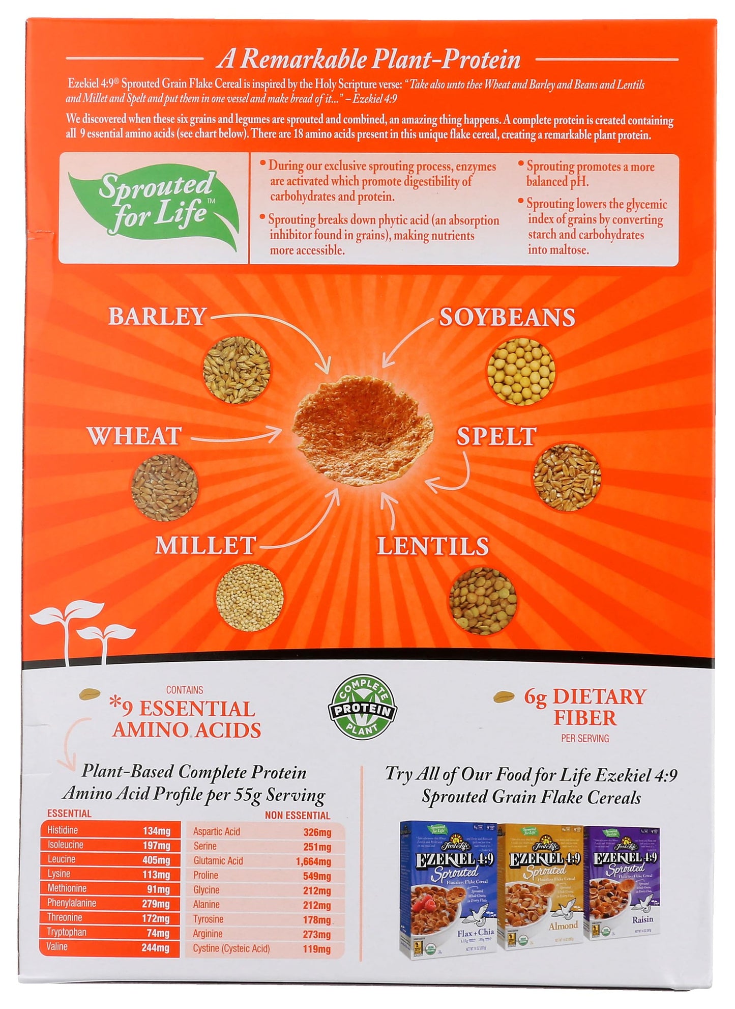 Food For Life, Cereal Sprouted Flakes Original Organic, 14 Ounce